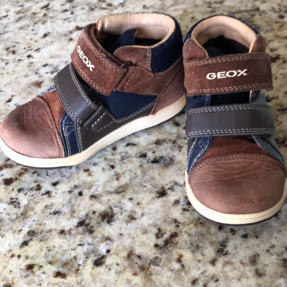 Geox Kids' Leather Brown and Blue Shoes Boy Size 8.5